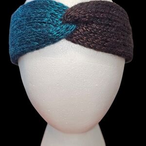 Blue and Brown Knit Headband